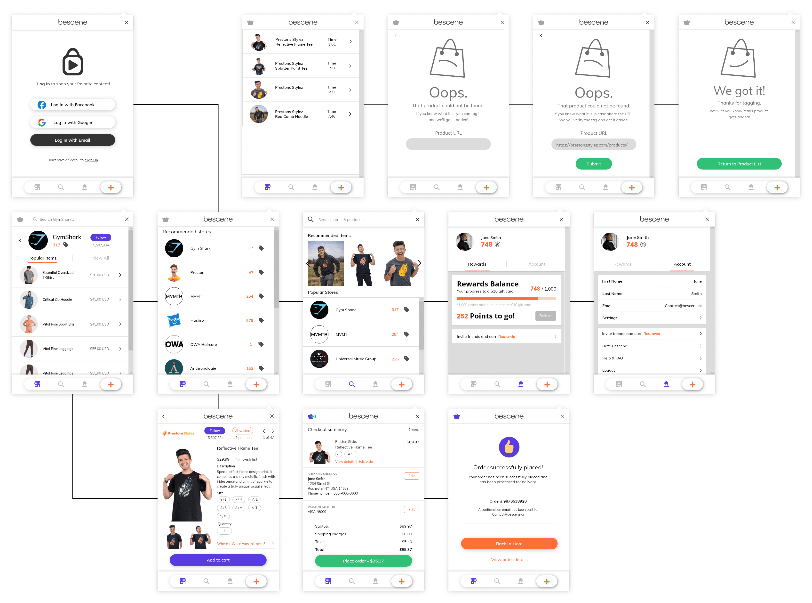 BeScene View high fidelity mockups