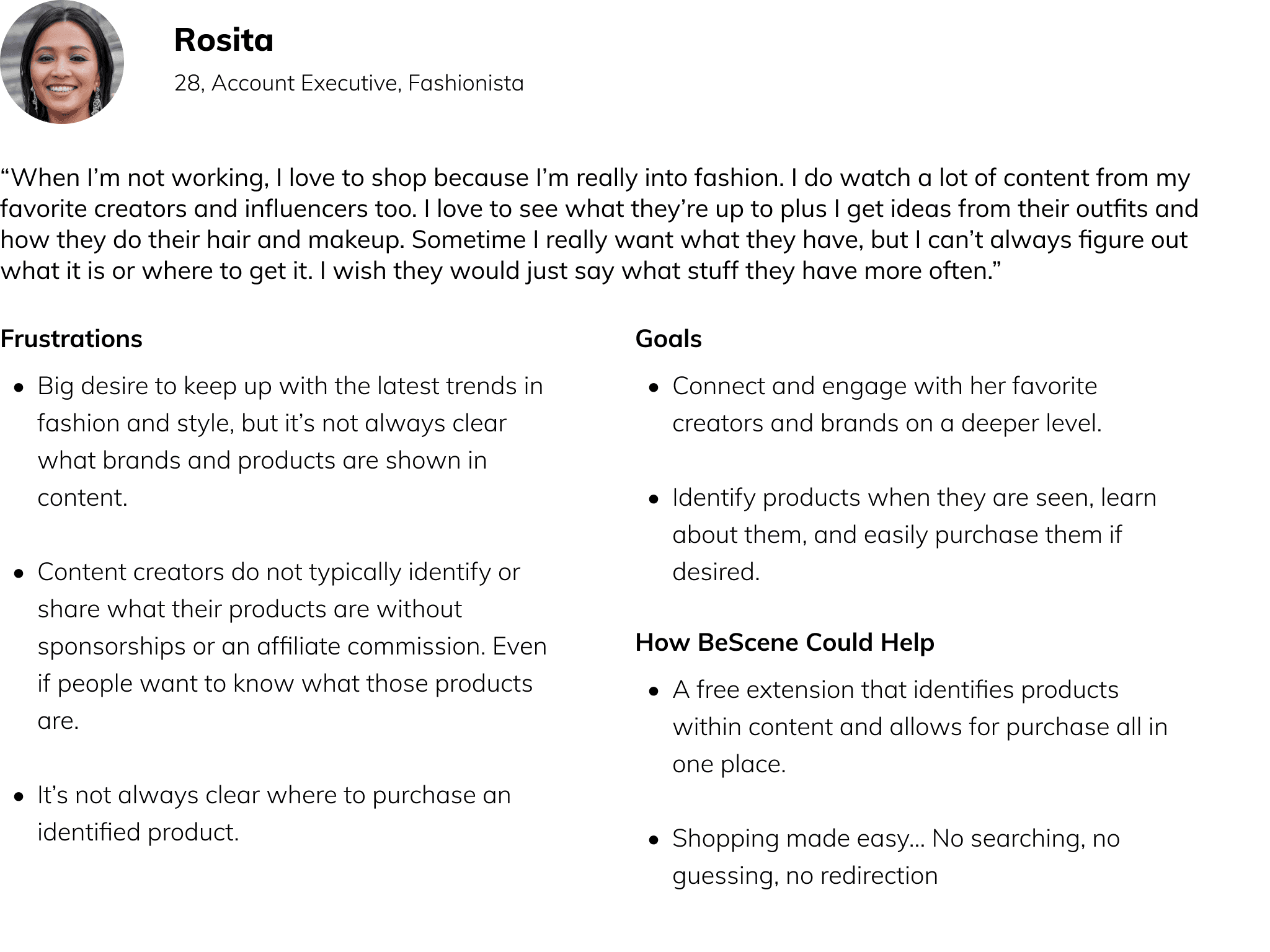 BeScene View user persona 1