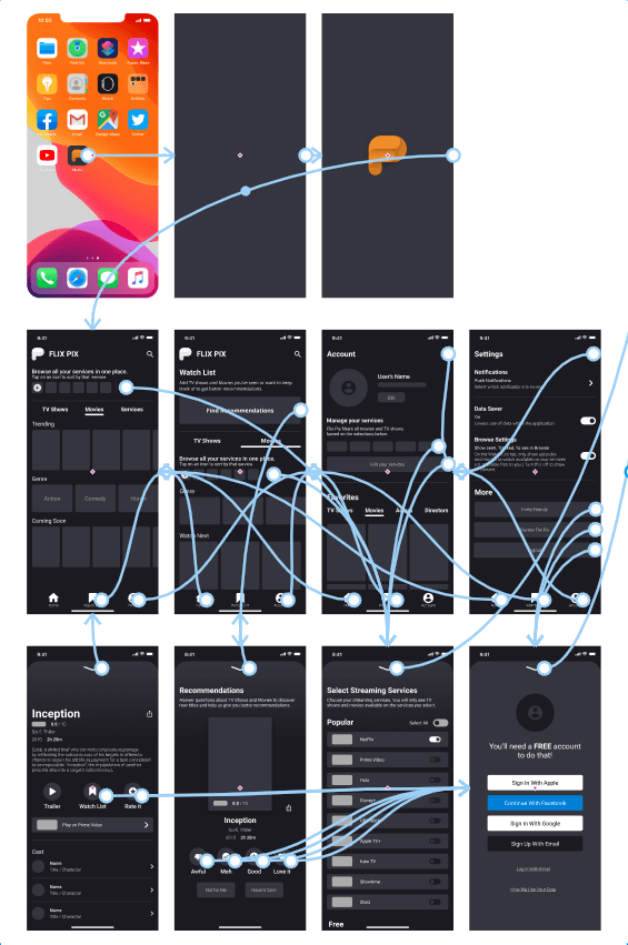 Flix Pix low-fidelity prototype