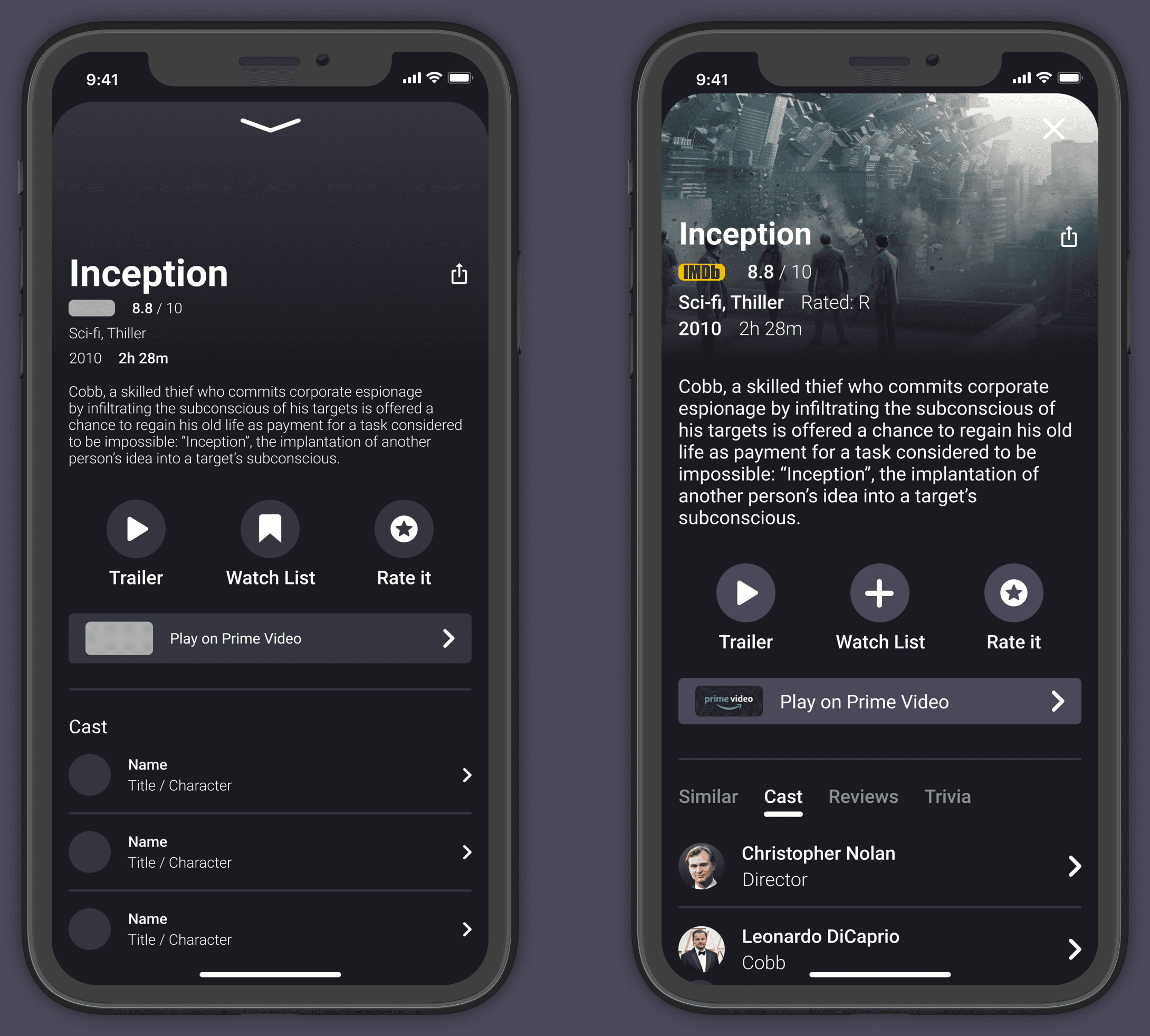 Expanded title details screen