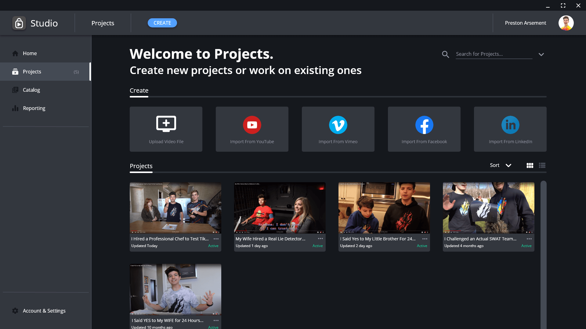 BeScene Studio project page view