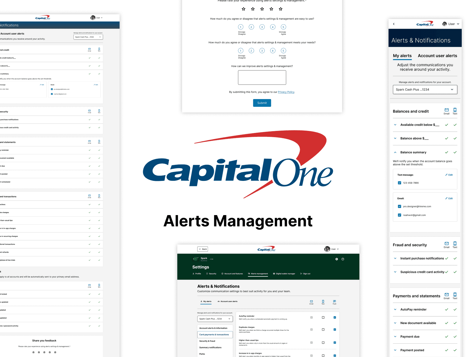 Capital One Alerts Management tablet mockup