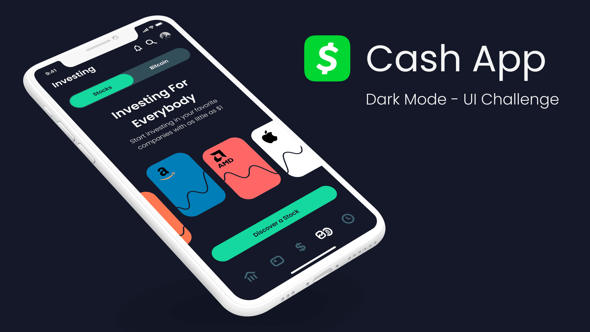 Cash App dark mode redesign mockup