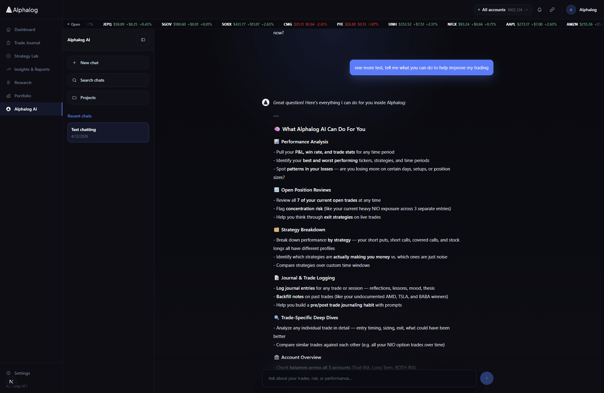 AlphaLog AI assistant